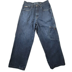 Vintage Mecca Denim Baggy Tapered Cargo Jeans Mens 34 Utility Blue
